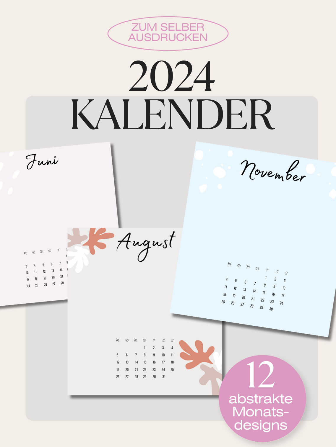 Kalender 2024 abstrakt - digitales Produkt!